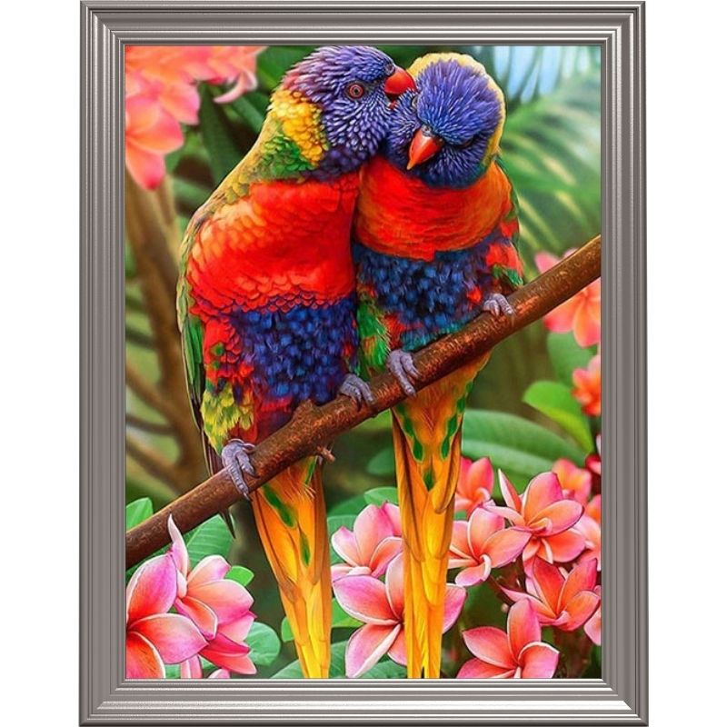 Broderie diamant - Perroquets multicolores