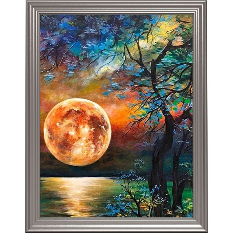 Broderie diamant - L\'arbre et la lune