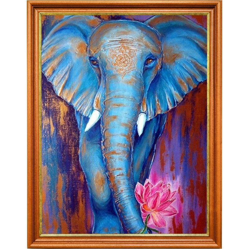 Broderie diamant - Éléphant bleu
