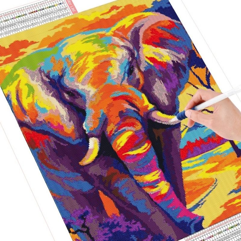 toile-éléphant-aquarelle-multicolore