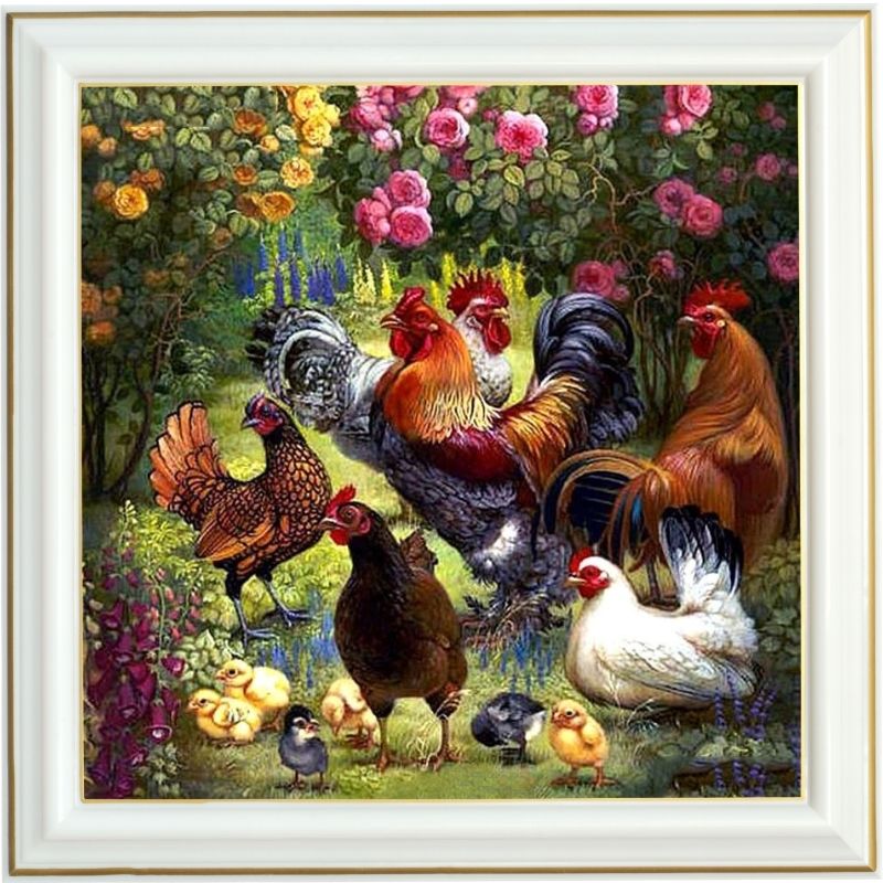 Diamond painting - Les poules de la basse-cour - 40 x 40 cm