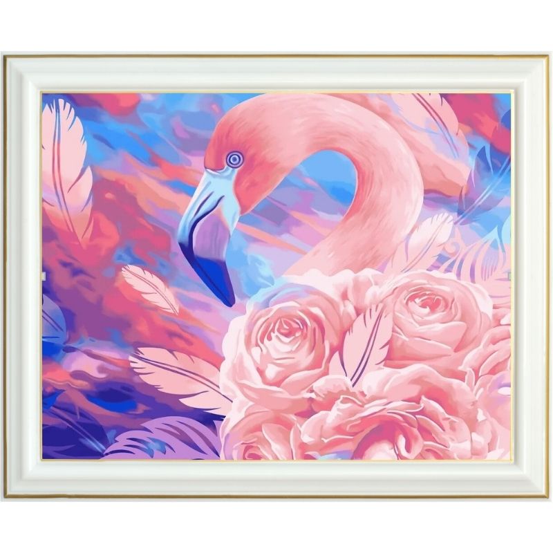 Broderie diamant - Tableau de flamant rose