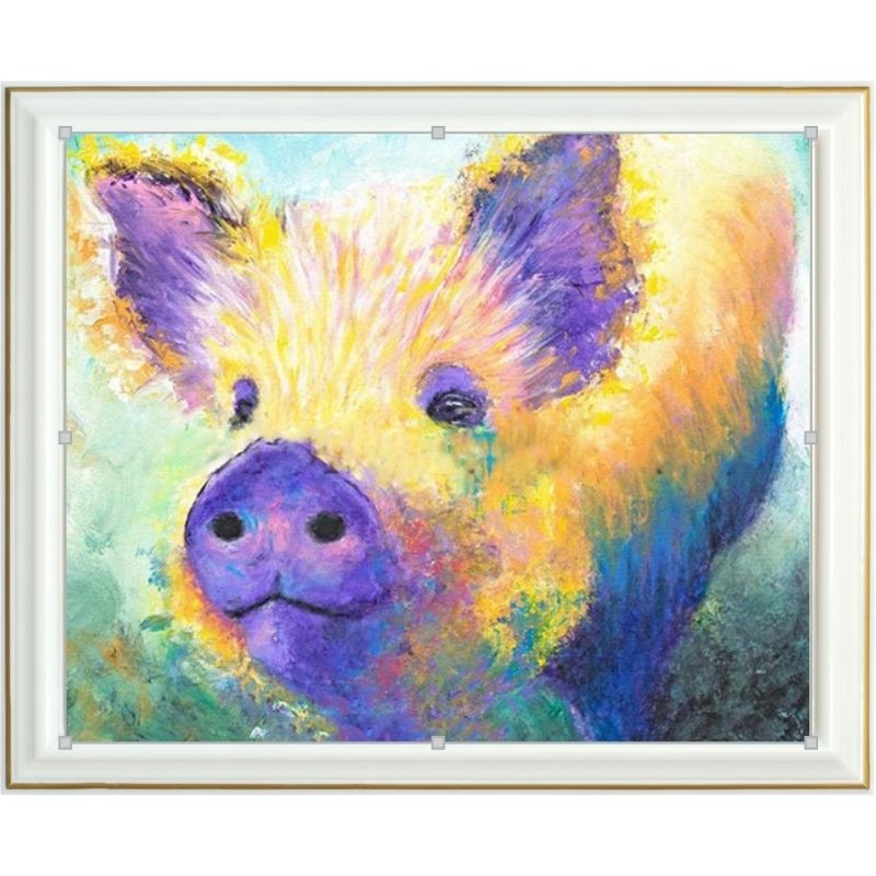 Broderie diamant - Cochon coloré aquarelle