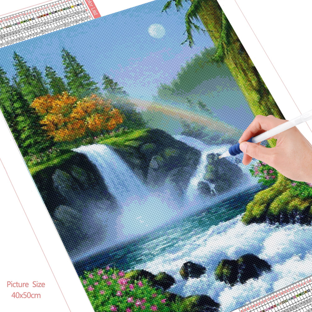 HUACAN-kit-de-peinture-de-diamant-paysage-de-cascade-point-de-croix-mosa-que-broderie-couture