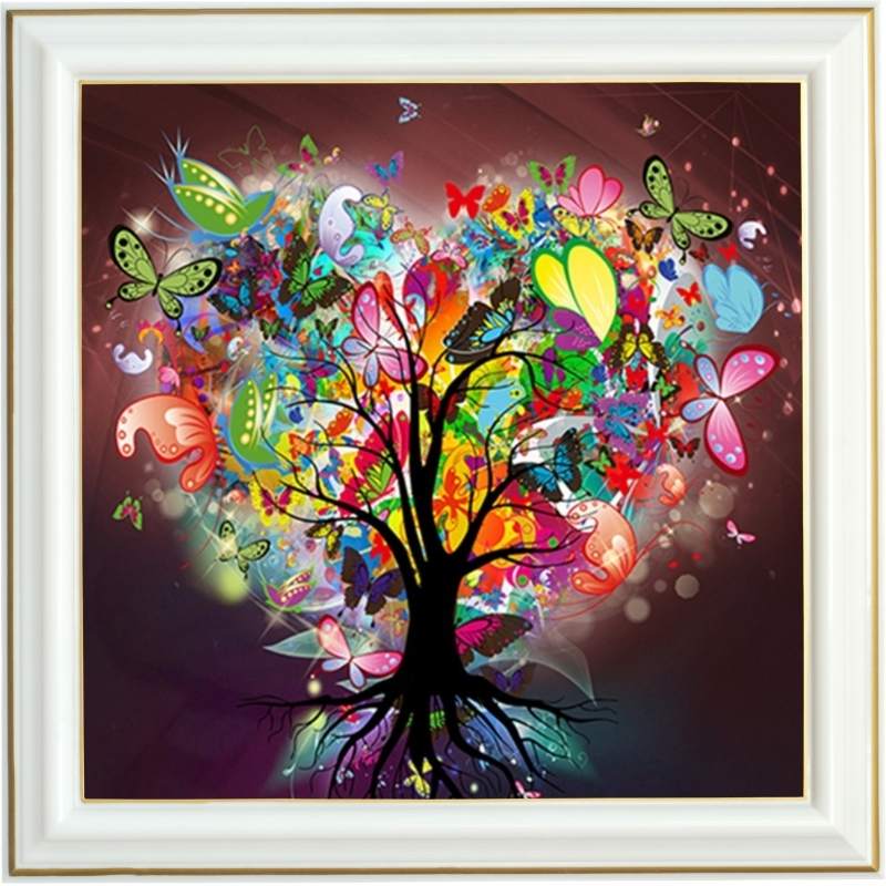 Broderie diamant - Arbre aux papillons