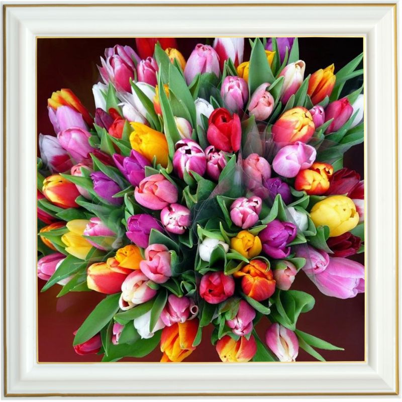Broderie diamant - Bouquet de tulipes multicolores
