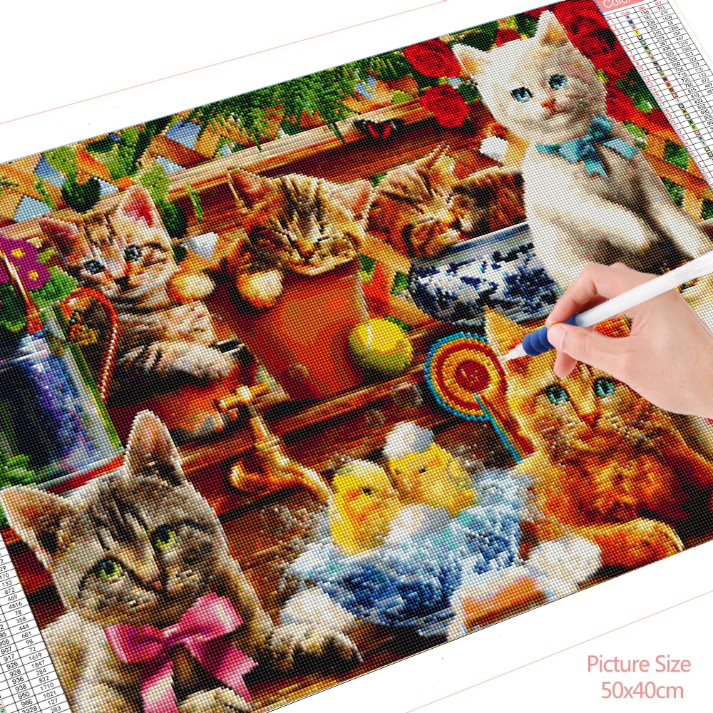 HUACAN-peinture-diamant-chat-Animal-Kit-complet-de-broderie-mosa-que-bricolage-couture-loisirs-cr-atifs