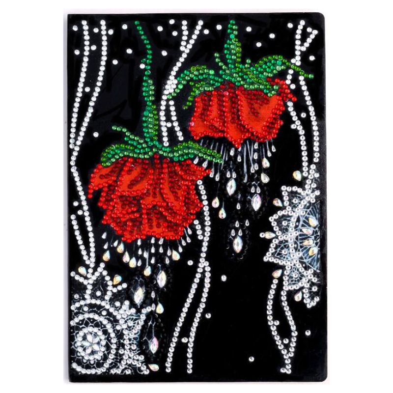 Carnet de Notes Roses rouges en Broderie Diamant