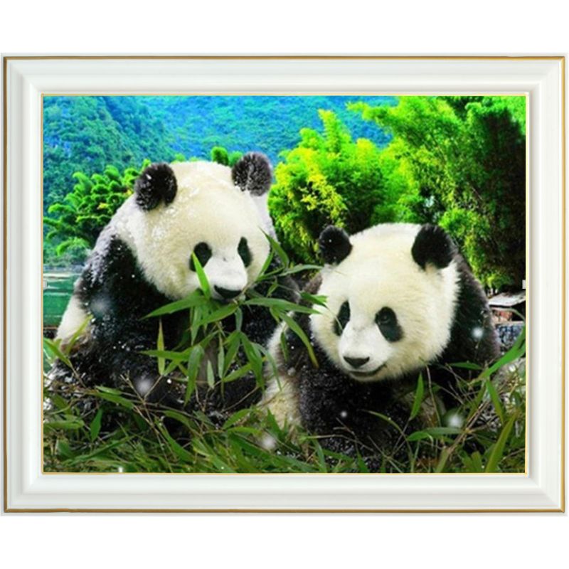 Peinture diamant - Couple de Panda - 40 x 50 cm