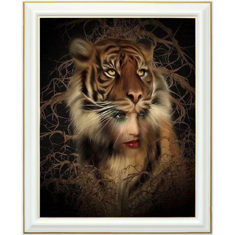 Diamond painting - Femme tigre - 40 X 50 CM