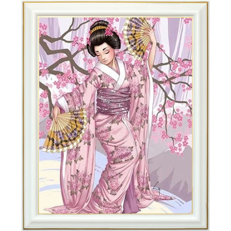 Broderie diamant - Geisha et sakura