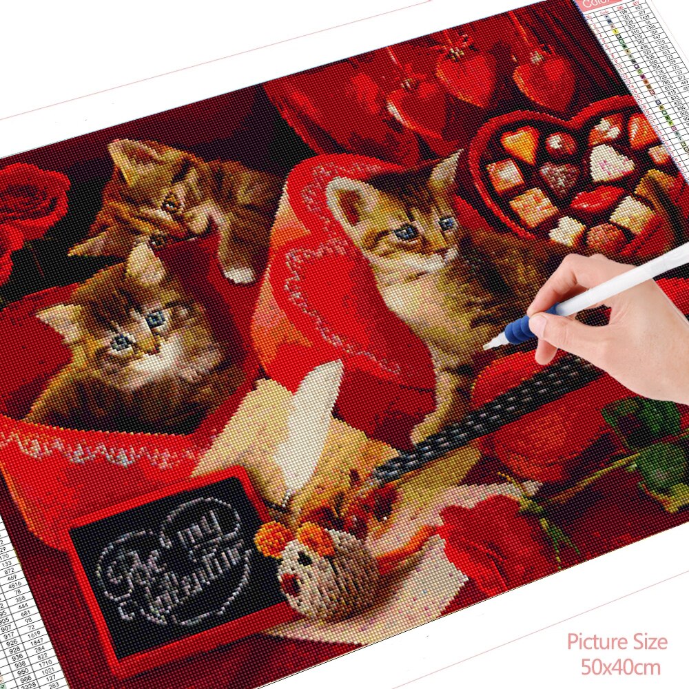 HUACAN-kit-de-peinture-diamant-chat-Animal-mosa-que-compl-te-points-de-croix-broderie-couture