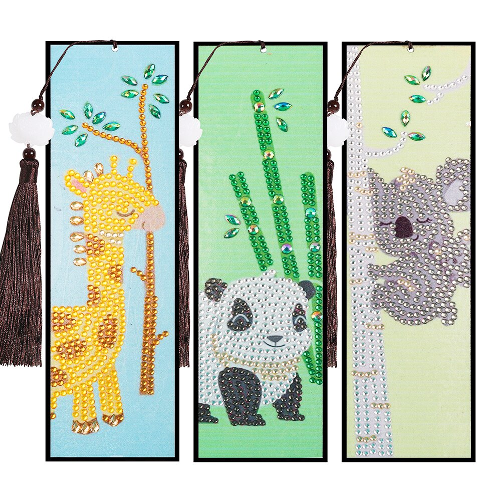 Marque-page Animaux pour Enfants - Lot de 3 - Broderie Diamant