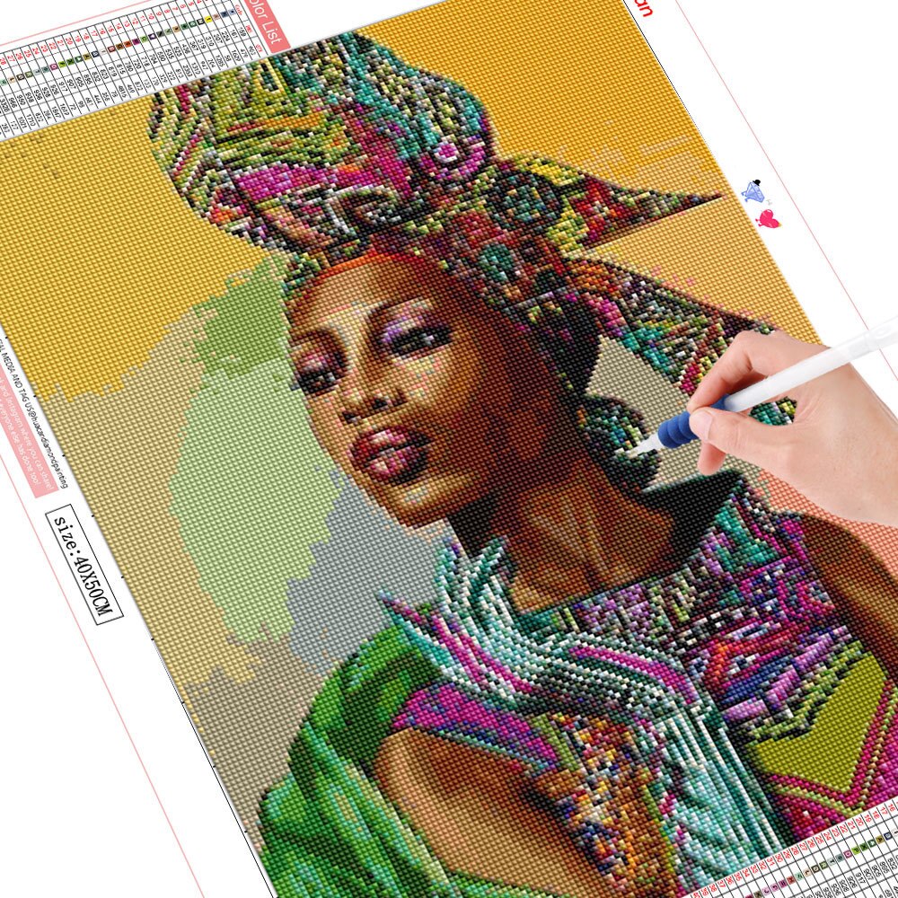 HUACAN-peinture-en-diamant-3D-femme-africaine-Portrait-en-mosa-que-broderie-compl-te-d-coration