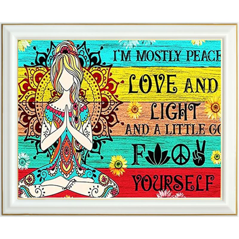 Broderie diamant - Peace and love - 40 x 50 cm