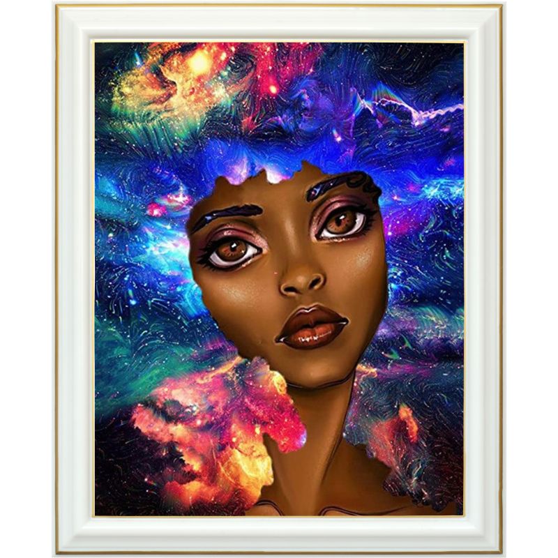 Broderie diamant - Galaxie femme africaine - 40 x 50 cm