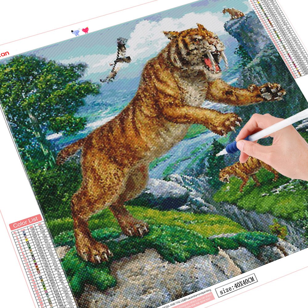 HUACAN-peinture-de-diamant-5D-mosa-que-de-dinosaures-Jurassic-Zoo-perceuse-compl-te-carr-broderie