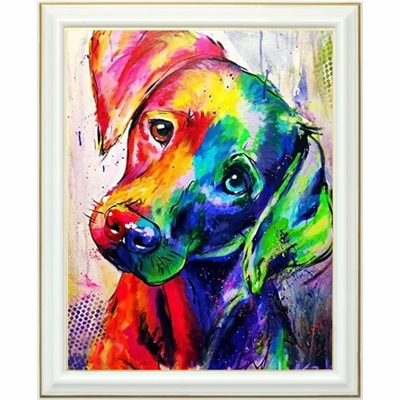 Diamond painting - Dessin chien coloré