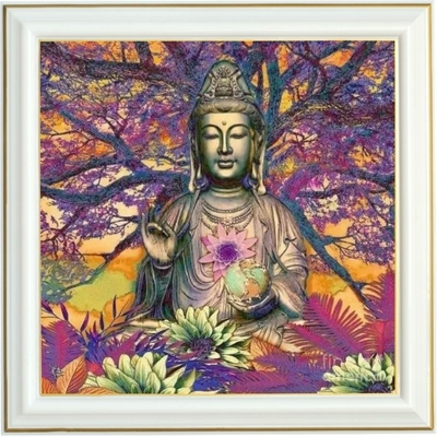 Broderie diamant - Bouddha lotus violet