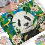 HUACAN-peinture-de-Panda-en-diamant-5D-broderie-d-oiseau-mosa-que-de-fleurs-strass-d