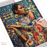 HUACAN-peinture-diamant-femme-africaine-perceuse-compl-te-5D-d-coration-de-la-maison-strass-image