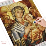 HUACAN-peinture-diamant-th-me-Saint-Maria-perceuse-compl-te-point-de-croix-d-coration-murale