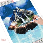 HUACAN-peinture-diamant-paysage-de-montagne-et-cascade-mosa-que-autocollants-muraux-broderie-la-main-paysage