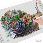 HUACAN-peinture-de-diamant-mosa-que-d-escargots-Succulents-broderie-5d-Art-Floral-Animal-d-cor