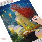 HUACAN-peinture-de-diamant-de-sir-ne-perles-carr-es-ou-rondes-mosa-que-en-point