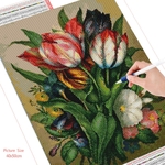 HUACAN-autocollant-mural-en-mosa-que-de-fleurs-de-tulipe-broderie-compl-te-en-point-de