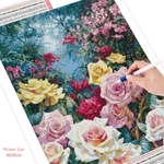 HUACAN-peinture-diamant-Rose-5D-mosa-que-de-fleurs-autocollants-muraux-en-strass-pour-bricolage