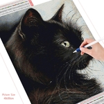 HUACAN-peinture-diamant-Animal-broderie-compl-te-carr-ou-rond-mosa-que-de-chat-noir-d