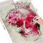 HUACAN-peinture-diamant-t-te-de-mort-broderie-5d-fleurs-d-cor-de-maison-Art-cadeau