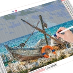 HUACAN-peinture-diamant-th-me-bateau-broderie-5D-paysage-de-mer-points-de-croix-faire-soi
