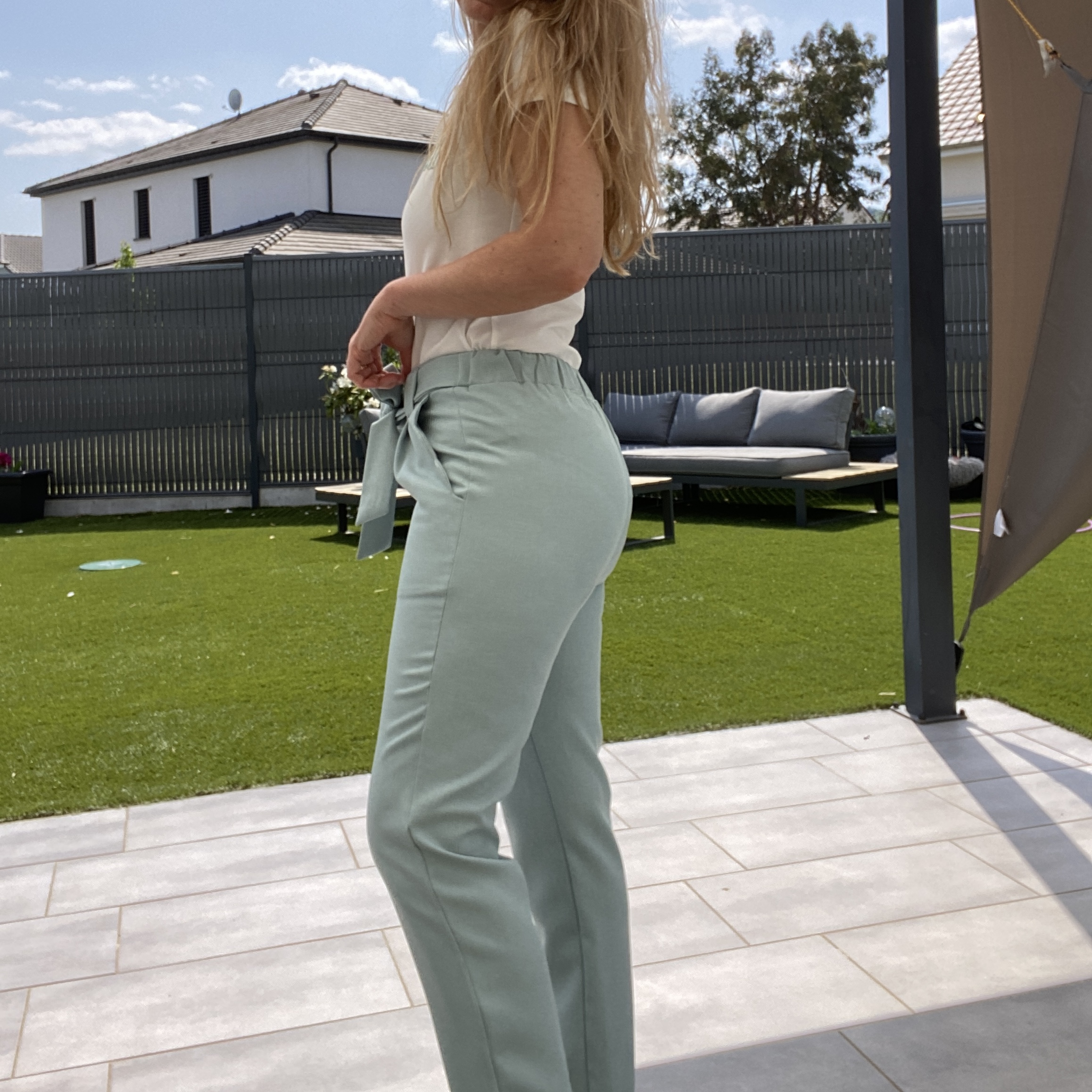 pantalon ajusté vert