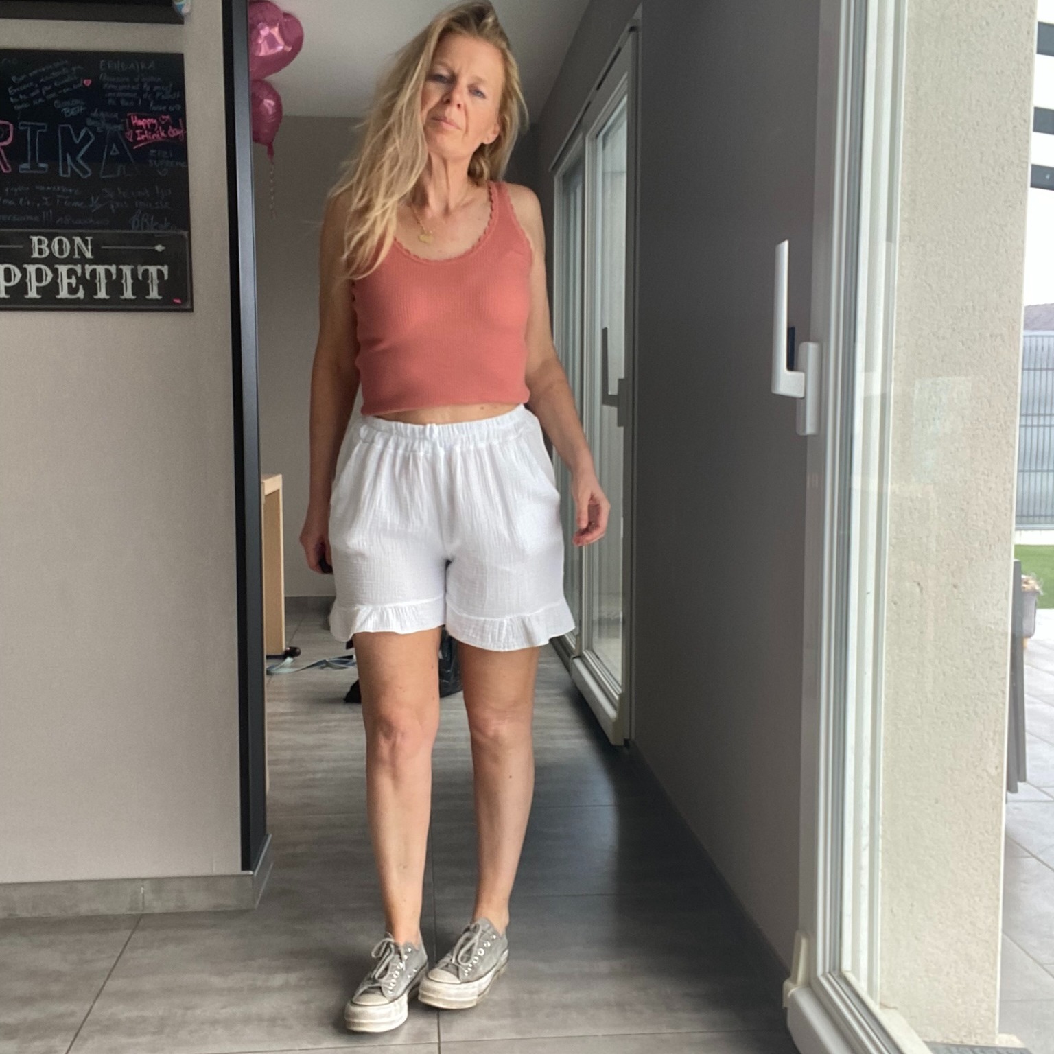 SHORT EN GAZE DE COTON BLANC