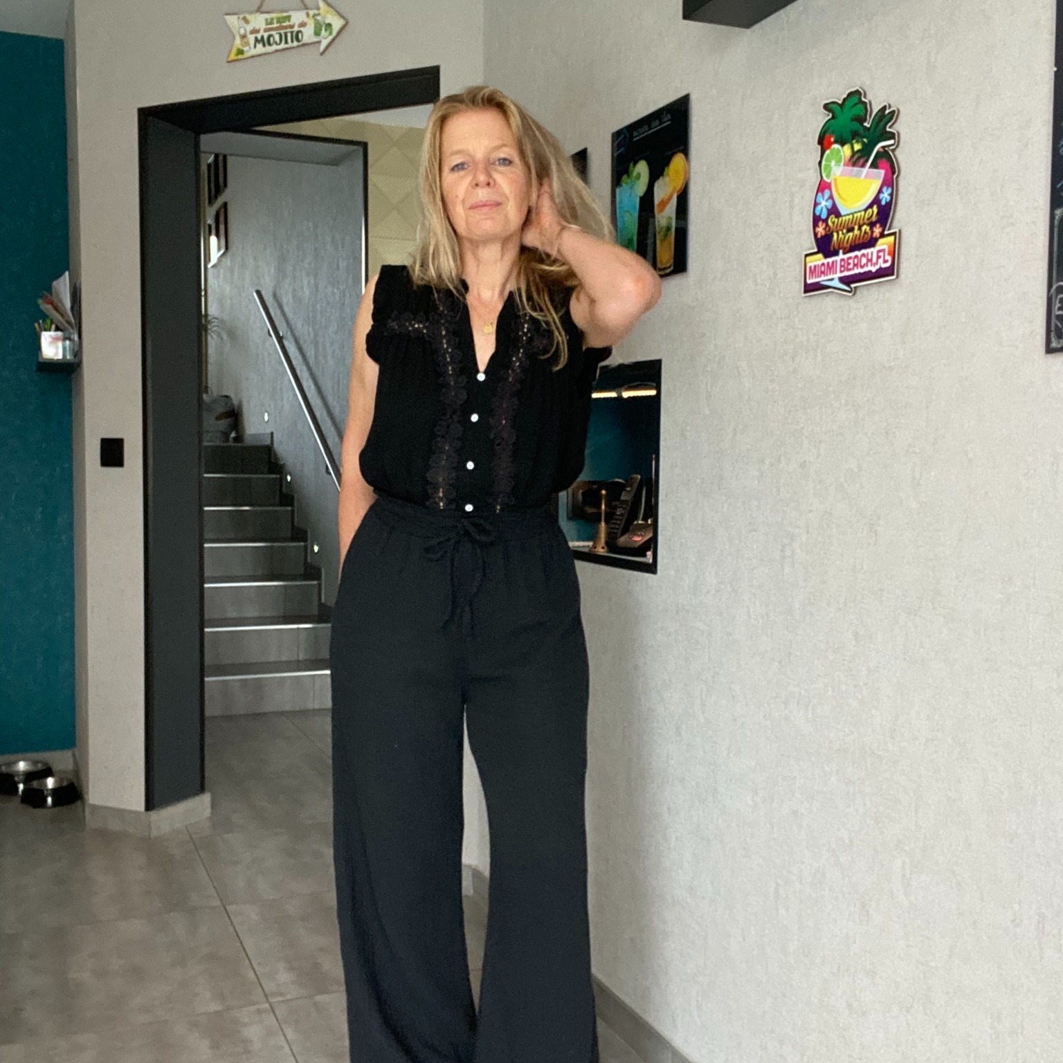 PANTALON GAZE DE COTON NOIR