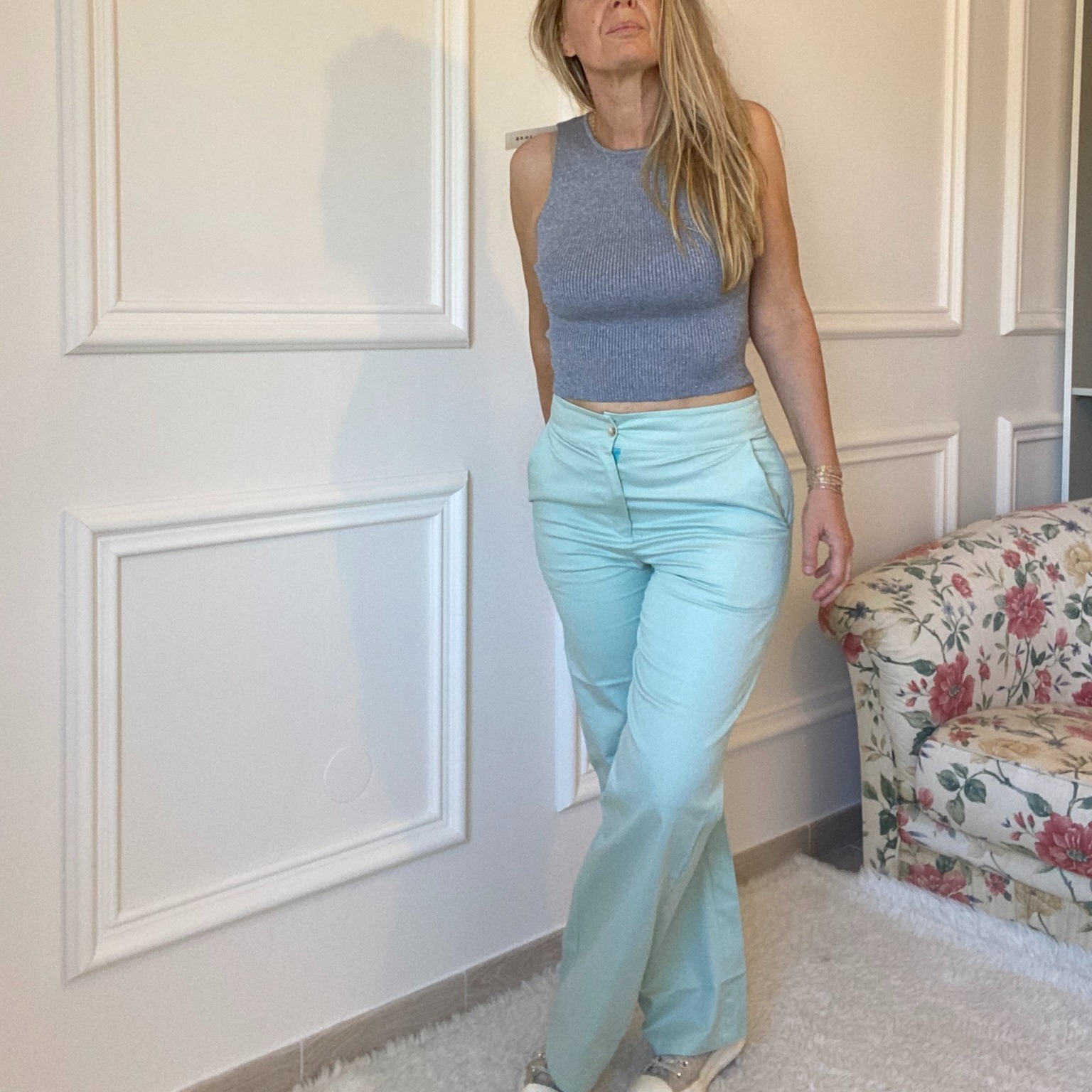 Pantalon vert coupe droite