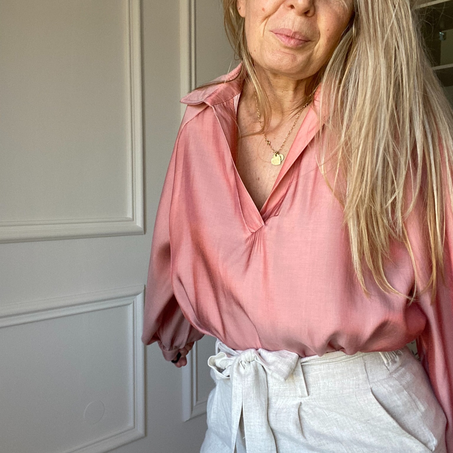 chemise vieux rose irisé satiné liquette