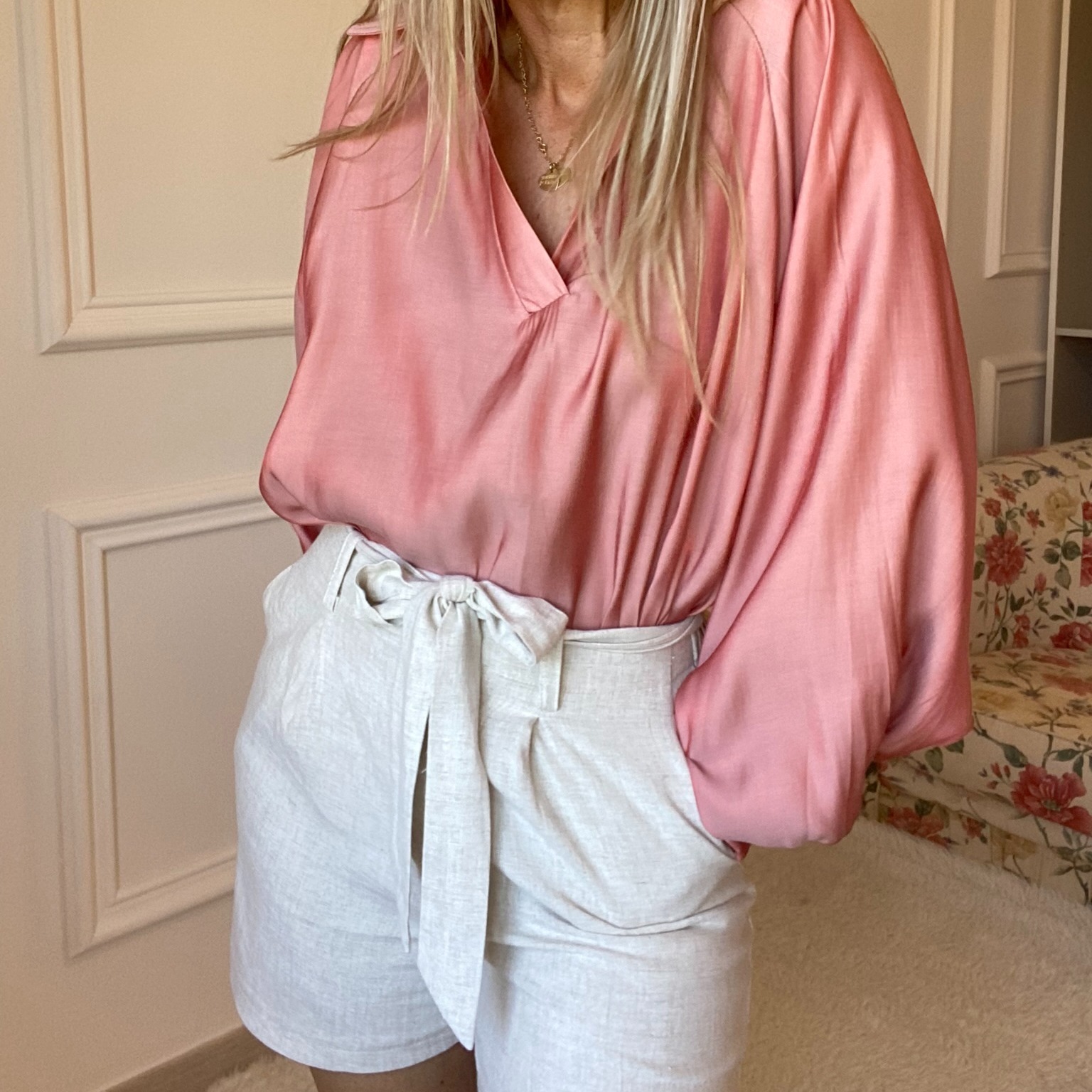 short peaceandlove beige lin