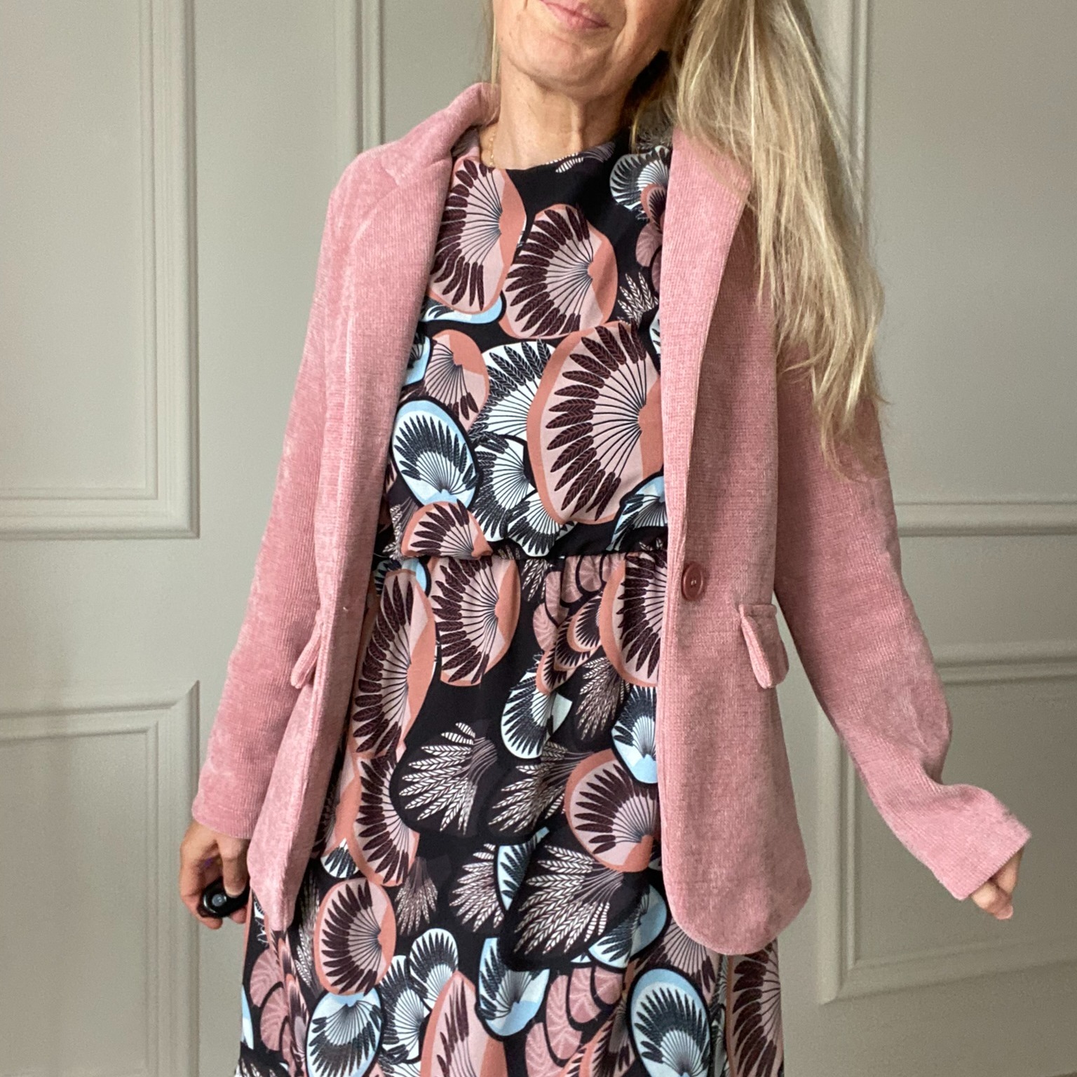 BLAZER SOUPLE CARLA GIANNINI VESTE ROSE VELOURS (2)