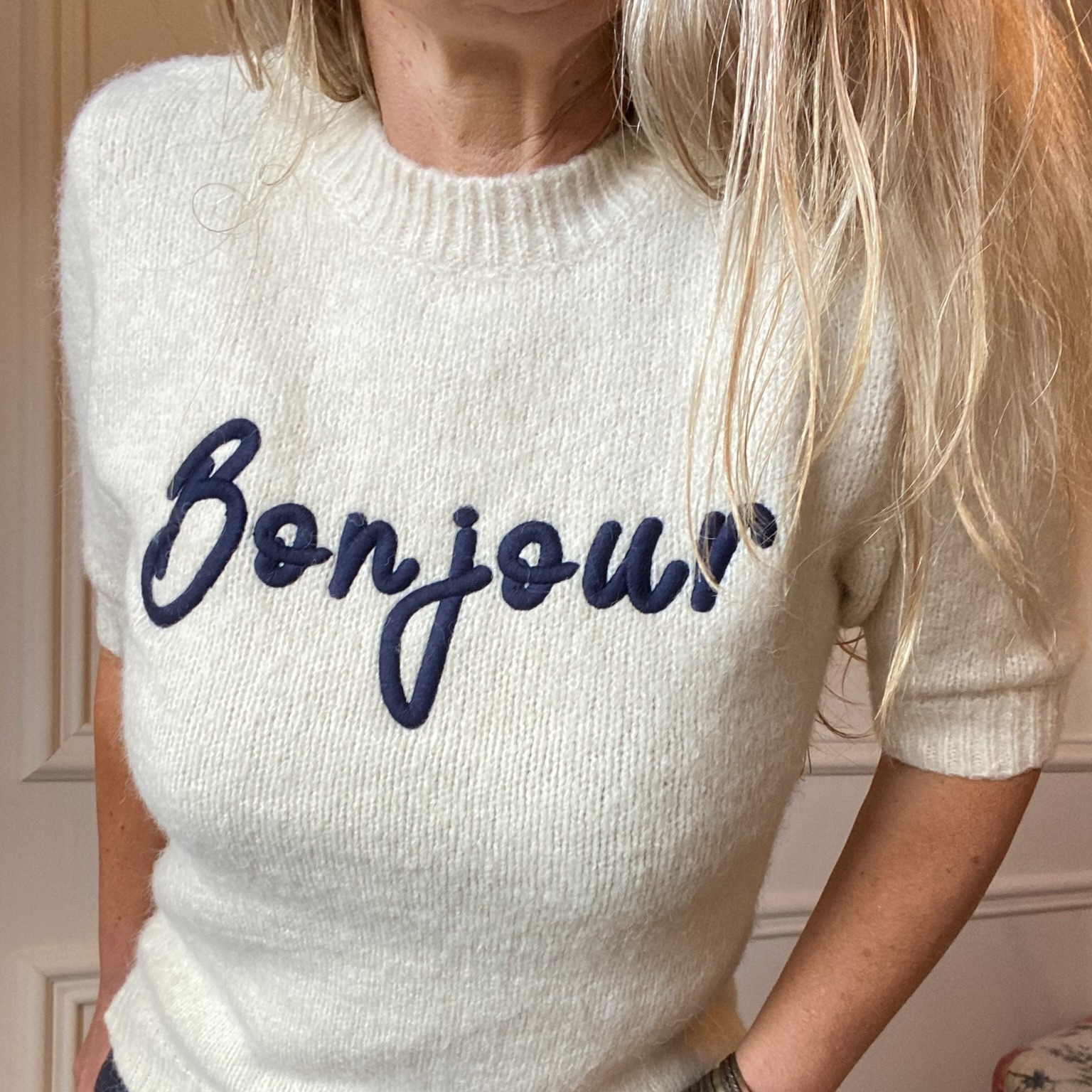 pull bonjour tout doux écru SARAH JOHN - VERSION M -