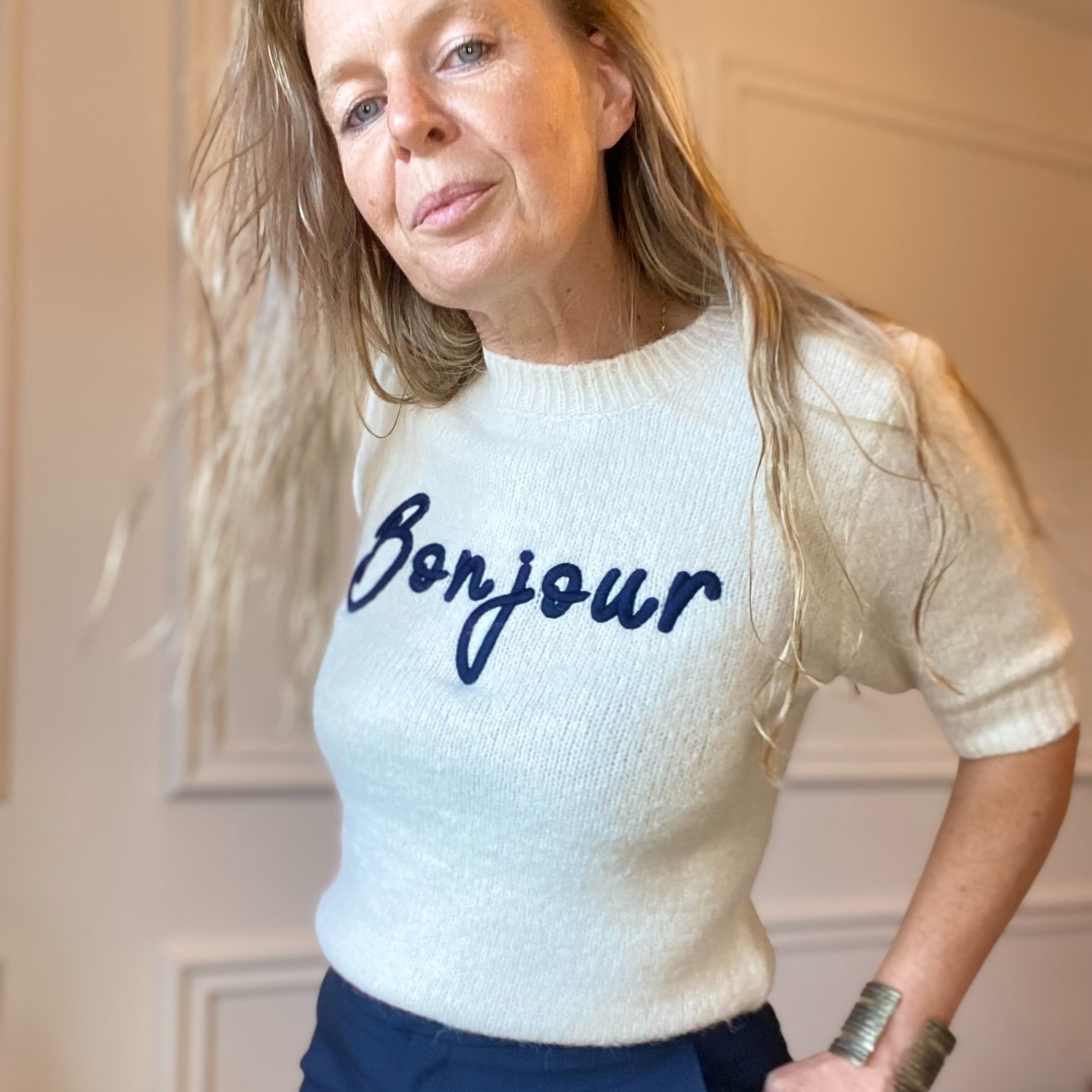 pull bonjour maille douce doux écru SARAH JOHN - VERSION M -  (31)