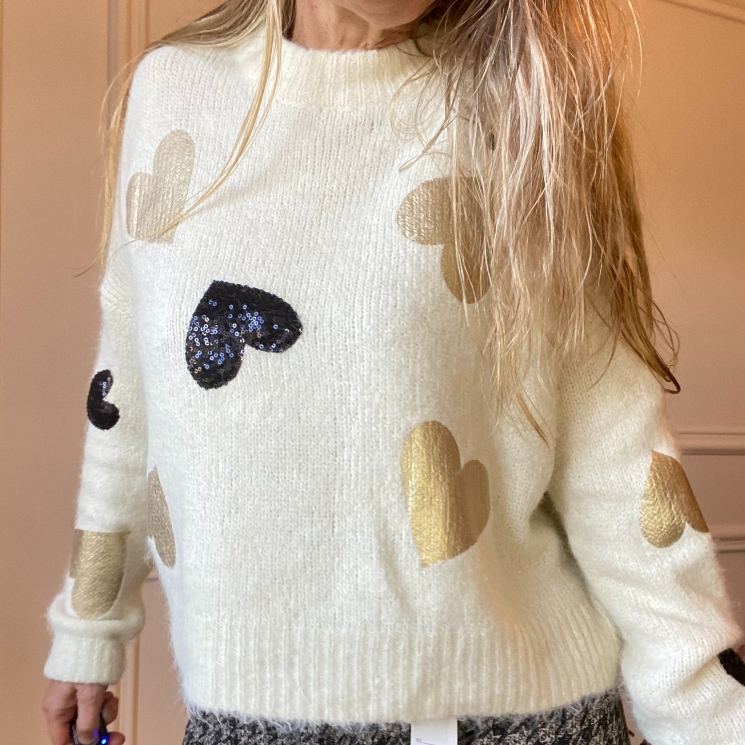 pull maille douceur SARAH JOHN - VERSION M - coeur (10)