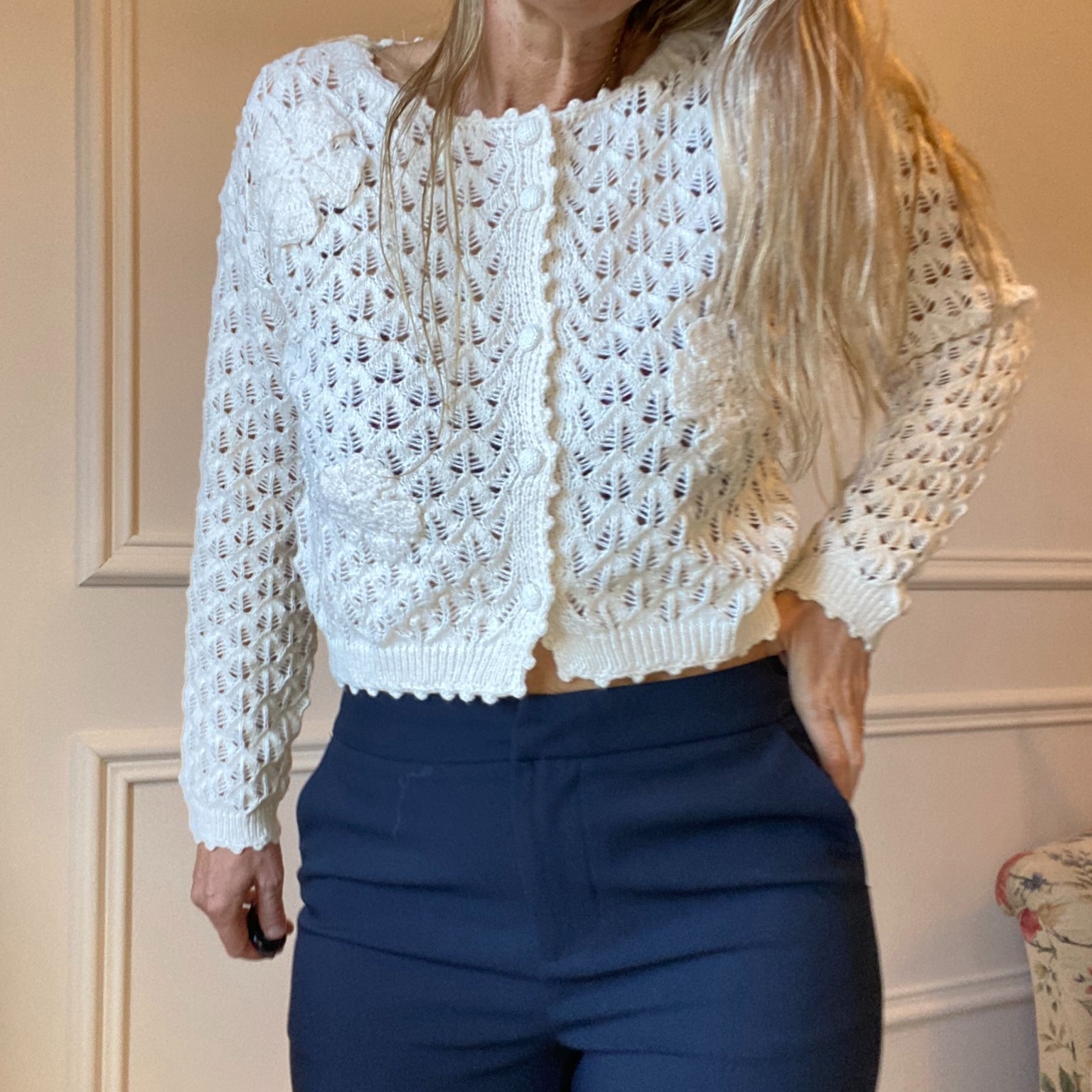 pull maille écru style dentelle broderie SARAH JOHN - VERSION M (19)