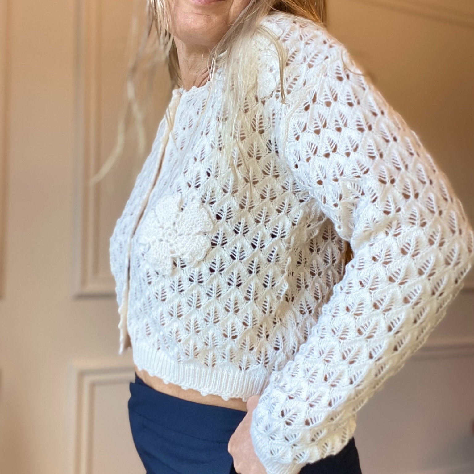 pull maille écru style dentelle broderie SARAH JOHN - VERSION M (15)