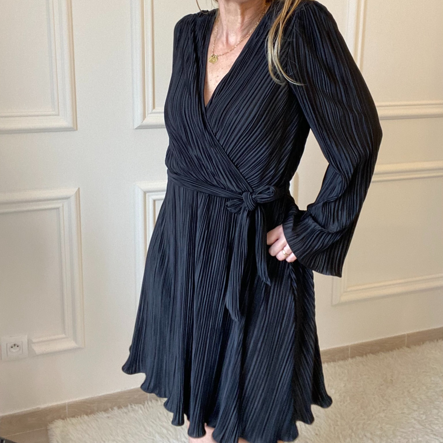 Robe Plissée Robe Cache Coeur Longue Fleurie Robe Cache Coeur