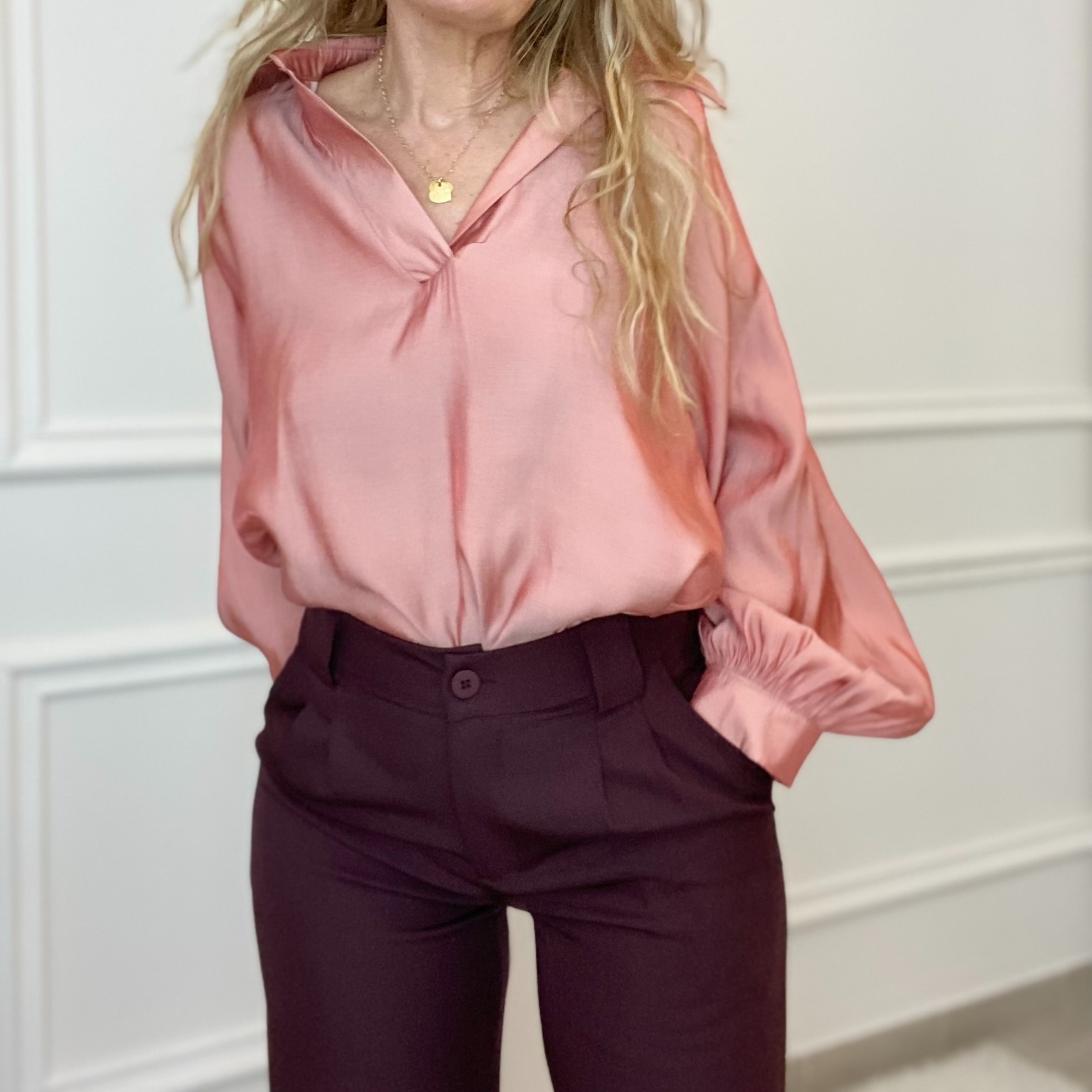 06-peacenlove pantalon bordeau taille haute pinces tailleur (42)