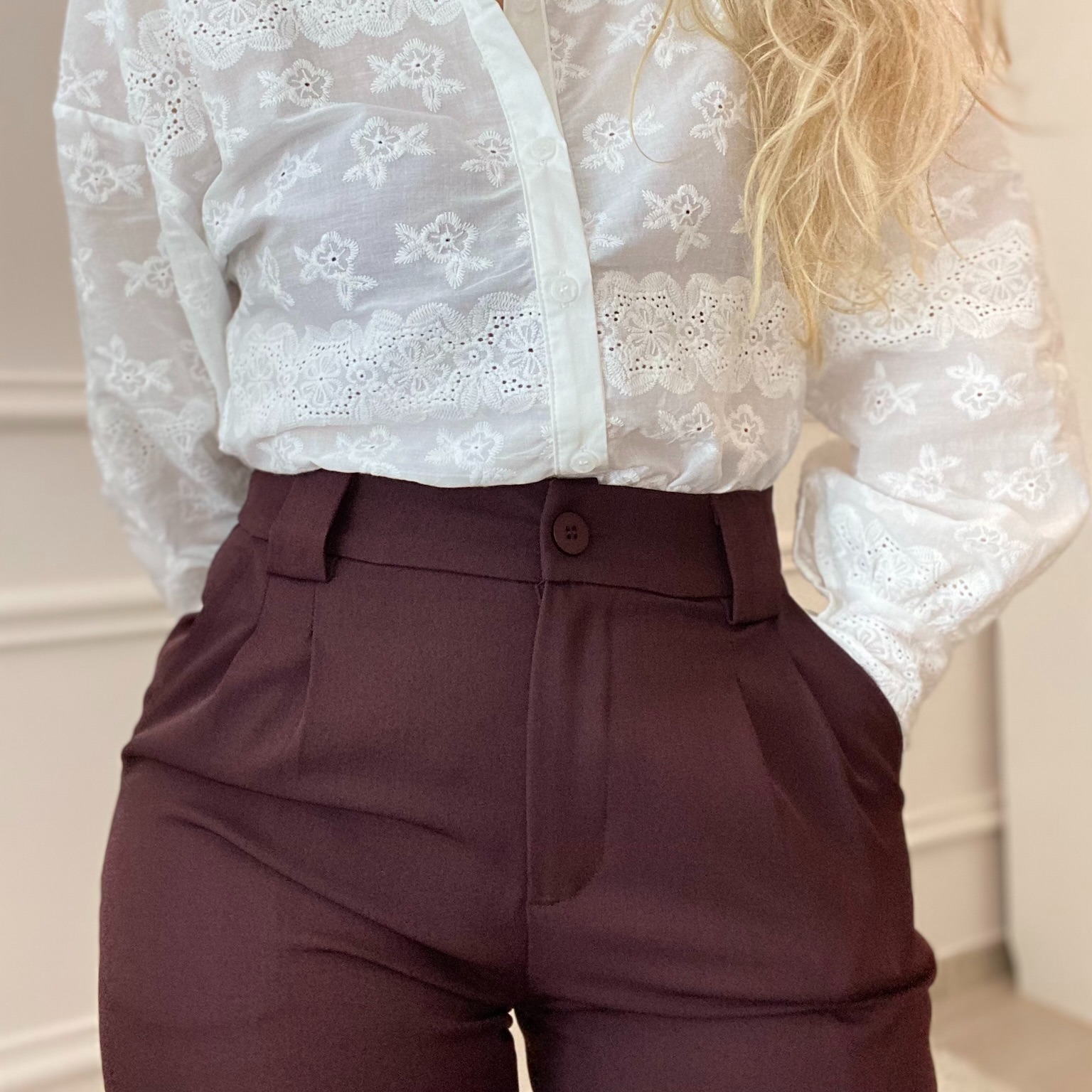 01-peacenlove pantalon bordeau taille haute pinces tailleur (1)