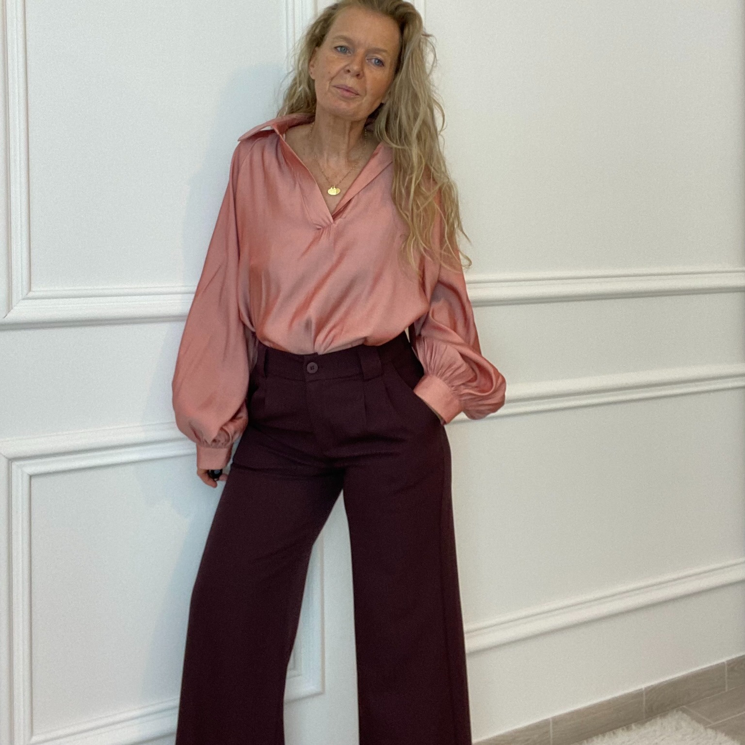 02-peacenlove pantalon bordeau taille haute pinces tailleur (40)